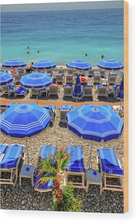 Nice Wood Print featuring the photograph Beach at Nice France by Dave Mills