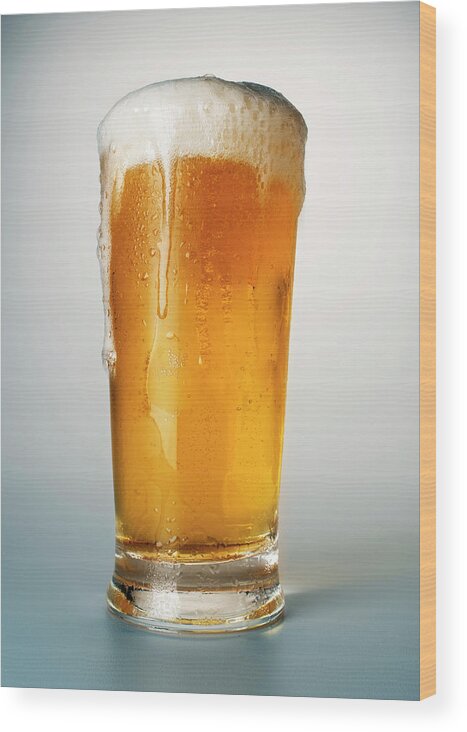 Single Object Wood Print featuring the photograph Beer In Glass by Atu Images