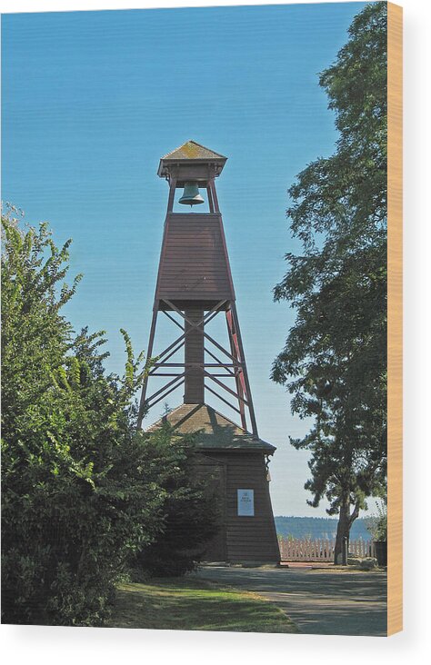 Bell Tower Wood Print featuring the photograph Bell Tower in Port Townsend by Connie Fox