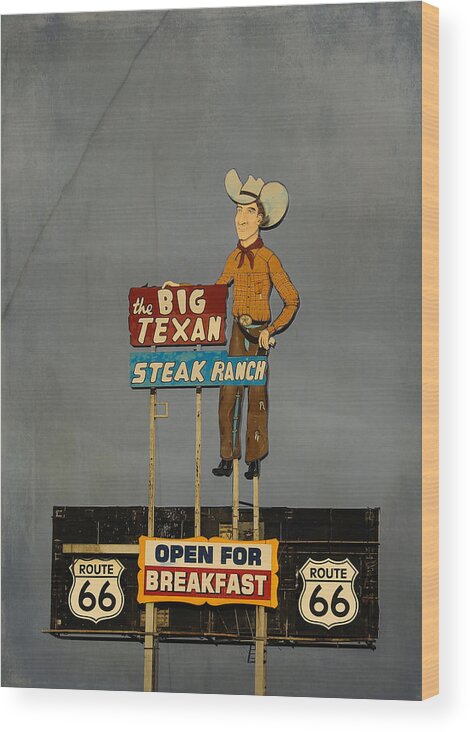Amarillo Texas Wood Print featuring the photograph Big Texan by Kathleen Scanlan