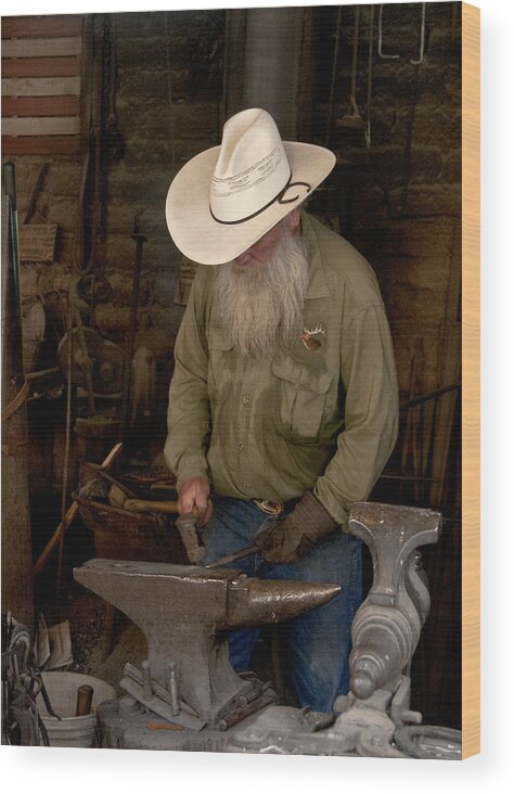Blacksmith Wood Print featuring the photograph Blacksmith by Carol Erikson
