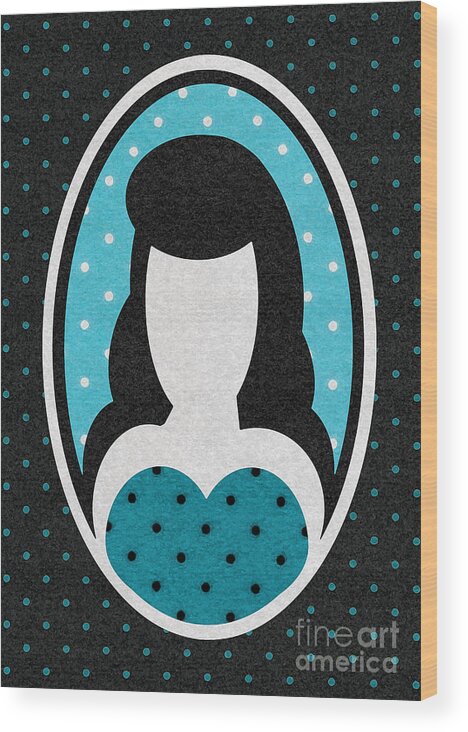 Polka-dots Wood Print featuring the digital art Blue Polka-Dot Girl by Roseanne Jones