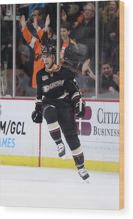 National Hockey League Wood Print featuring the photograph Boston Bruins V Anaheim Ducks by Jeff Gross