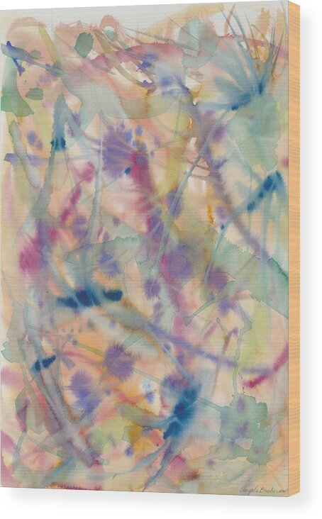 Abstract Wood Print featuring the painting Botanical Dream by Angela Bushman