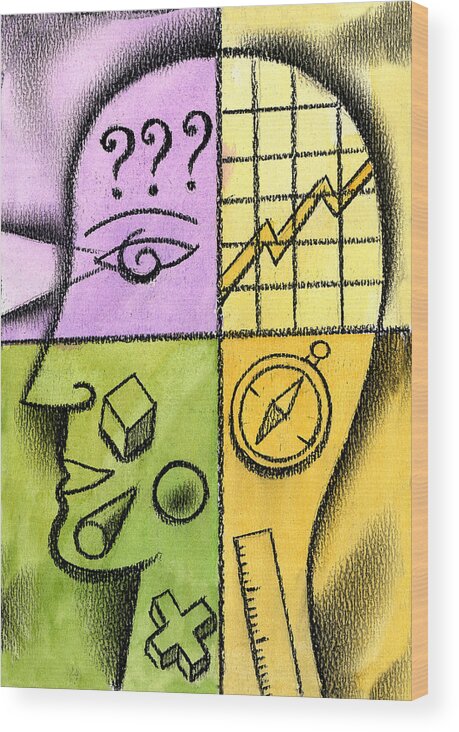 Brainstorming Business Idea Career Path Confused Confusion Goal Goals Idea Ideas Manage Management Objective Objectives Outlook Plan Planning Plans Prospect Prospects Question Mark Think Thinking Thought Thought Process Thoughts Time Management Wood Print featuring the painting Brainstorming by Leon Zernitsky