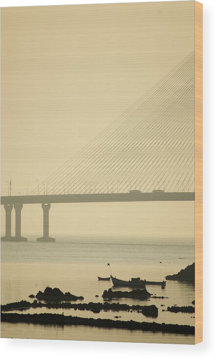 Bridges Wood Print featuring the photograph Bridge And Rocks by Rajiv Chopra