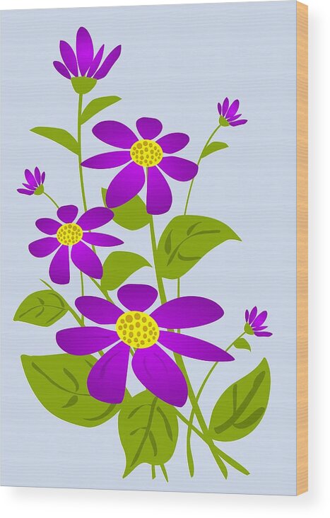 Plant Wood Print featuring the digital art Bright Purple by Anastasiya Malakhova