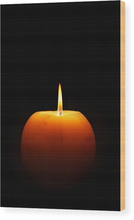 Candle Wood Print featuring the photograph Burning candle by Johan Swanepoel
