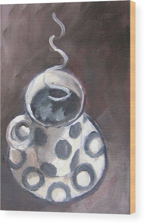 Coffee Wood Print featuring the painting Cafe Noir by Susan Richardson