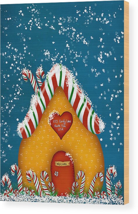 Gingerbread Wood Print featuring the digital art Candy Lane by Brenda Bryant