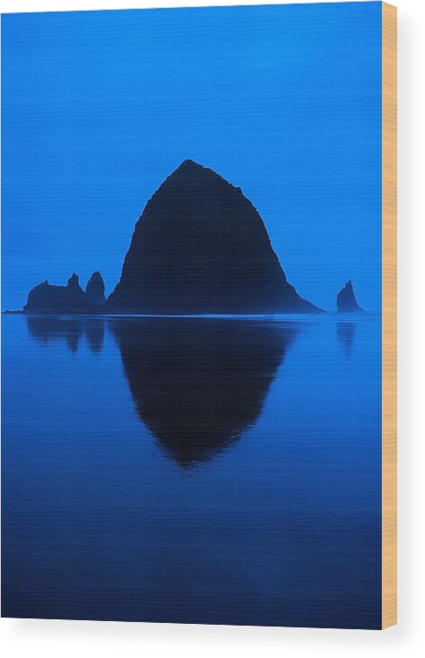 Cannon Beach Wood Print featuring the photograph Cannon Beach Blue by Mark Rogers