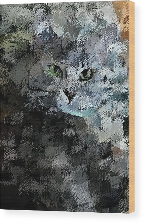 Fine Art Wood Print featuring the digital art Cats Eye by David Lane