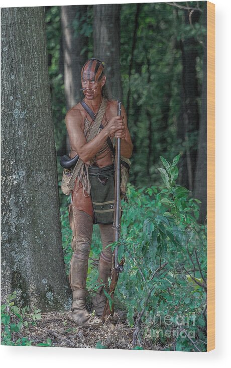 Warrior Wood Print featuring the digital art Caution Indian Warrior Bushy Run by Randy Steele