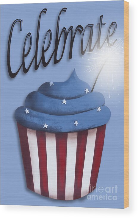 Art Wood Print featuring the painting Celebrate the 4th / Blue by Catherine Holman