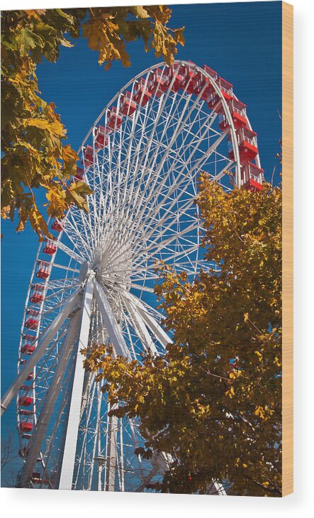 Chicago Wood Print featuring the photograph Chicago Ferris Wheel by Oswald George Addison