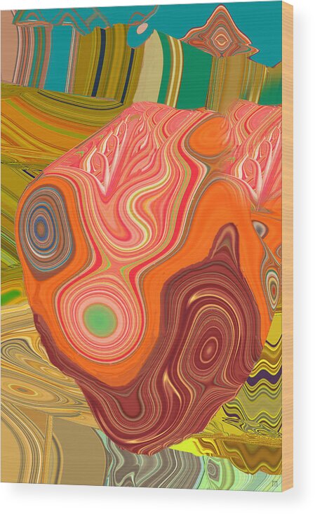 Circles Waves Energy Motion Wood Print featuring the digital art Churning Waves of Change by Phillip Mossbarger