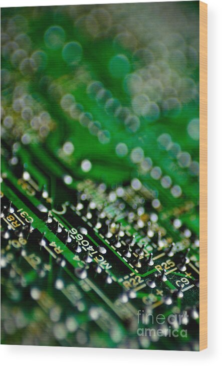 Bokeh Wood Print featuring the photograph Circuit Board Bokeh by Amy Cicconi
