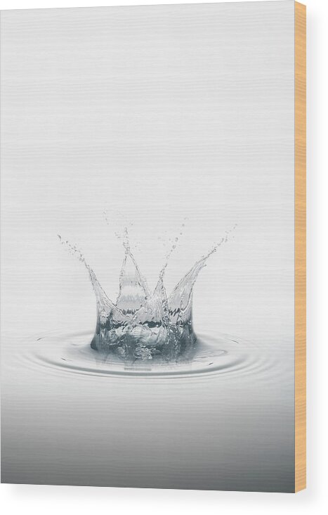 White Background Wood Print featuring the photograph Clean Water Splash by Jose Luis Pelaez