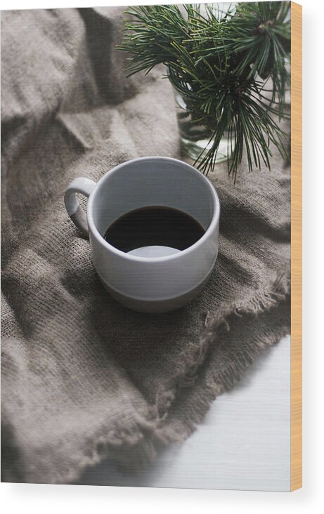 Cofee Wood Print featuring the photograph Coffee And Pine by Matilda K?llman
