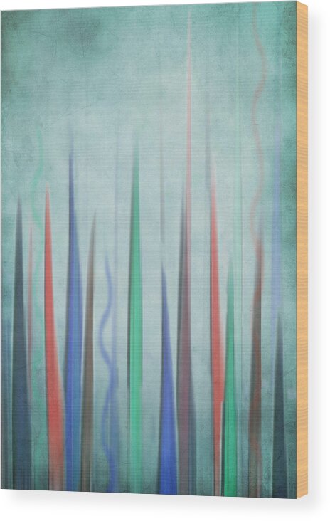 Abstract Wood Print featuring the digital art Colors Rising by Deborah Smith