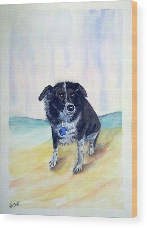 Pet Dog Request Wood Print featuring the painting Coop Dog SOLD by Richard Benson
