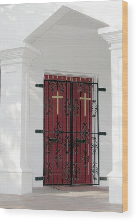 Church Wood Print featuring the photograph Key West Church Doors by Bob Slitzan
