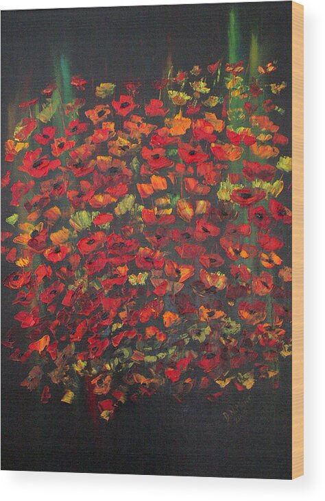 Poppies Wood Print featuring the painting Crowd of Poppies by Dorothy Maier