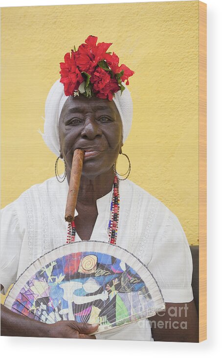 Cuba Wood Print featuring the photograph Cuban Lady Two by Chris Dutton