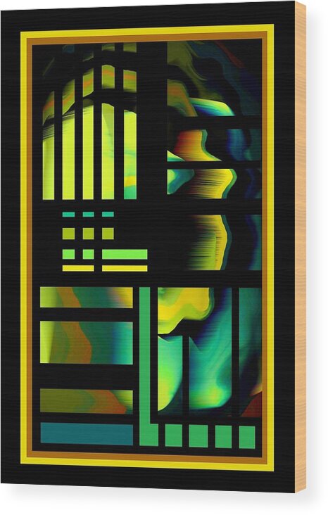 Abstract-cube-yellow Wood Print featuring the digital art Cubes by Steve Godleski