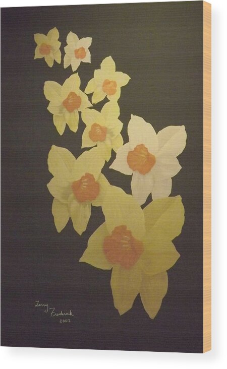 Flowers Wood Print featuring the digital art Daffodils by Terry Frederick