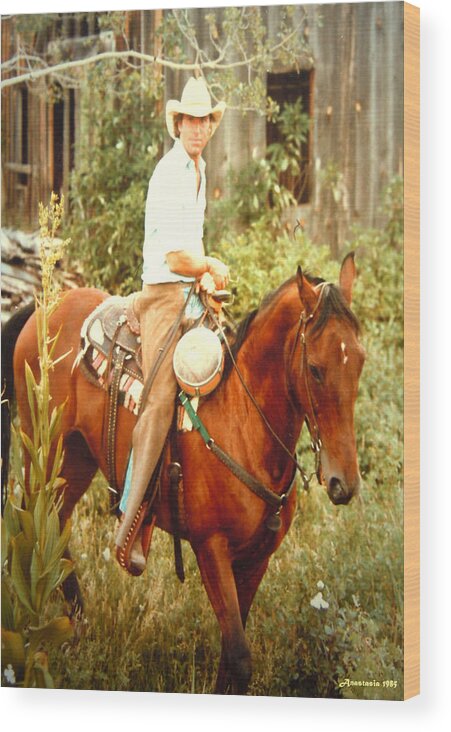 Dan Fogelberg Wood Print featuring the photograph Dan Fogelberg Riding by the Old Schoolhouse by Anastasia Savage Ealy