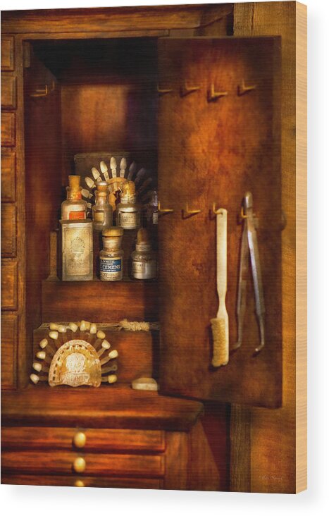 Dentist Wood Print featuring the photograph Dentist - The Dental Cabinet by Mike Savad