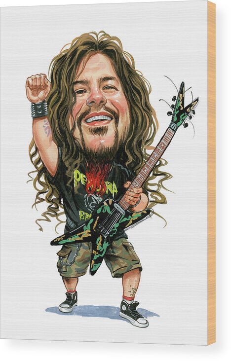 Dimebag Darrell Wood Print featuring the painting Dimebag Darrell by Art 