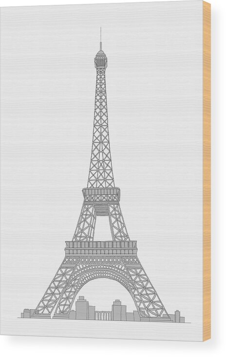 Built Structure Wood Print featuring the digital art Eifel Tower by Malte Mueller