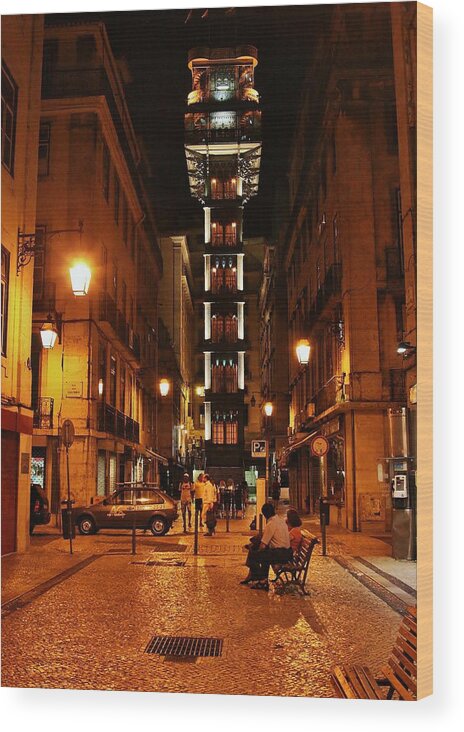 Elevador Santa Justa - Jose Carlos Fernandes De Andrade Wood Print featuring the photograph Elevador Santa Justa by Jose Carlos Fernandes De Andrade