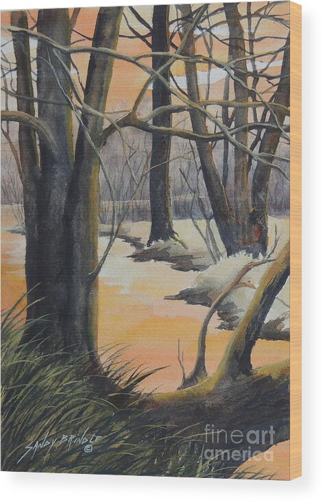 Watercolor Wood Print featuring the painting Fall Reflections...SOLD by Sandy Brindle
