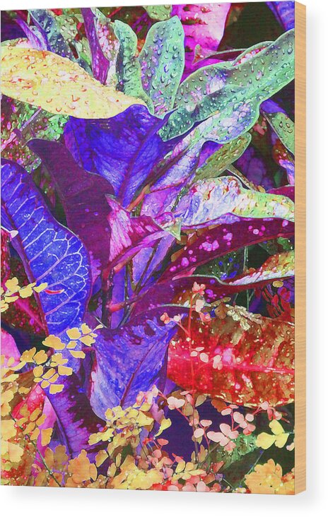 Leaf Wood Print featuring the photograph Fantasy Colored Leaf Abstract by Margaret Saheed