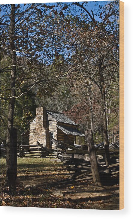 Farm Wood Print featuring the photograph Farm Cabin Cades Cove Tennessee by Douglas Barnett