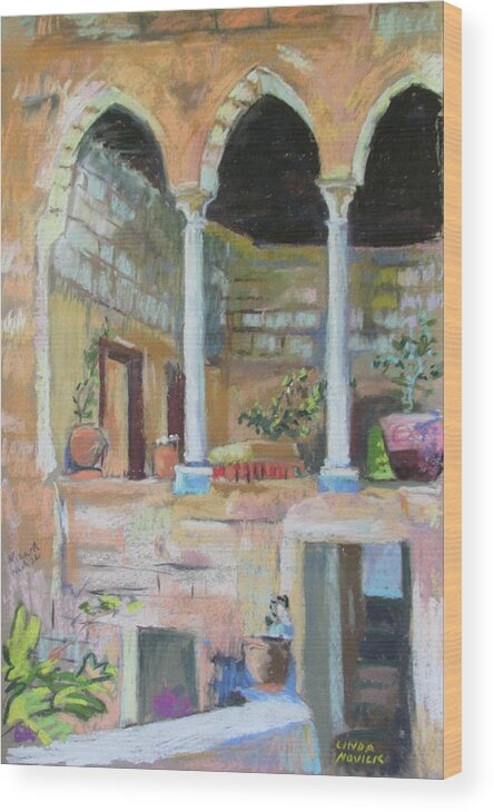 Israel Wood Print featuring the painting Fauzi Azar Mansion by Linda Novick