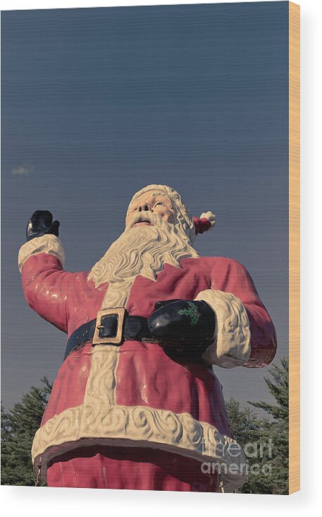 Lake George Wood Print featuring the photograph Fiberglass Santa Claus by Edward Fielding