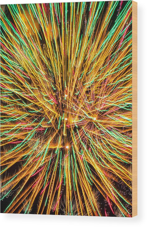 Flash Wood Print featuring the photograph Firework Lines by Bill and Linda Tiepelman