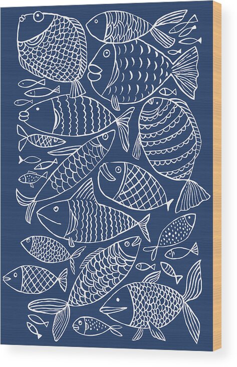 Underwater Wood Print featuring the digital art Fish Pattern by Marabird