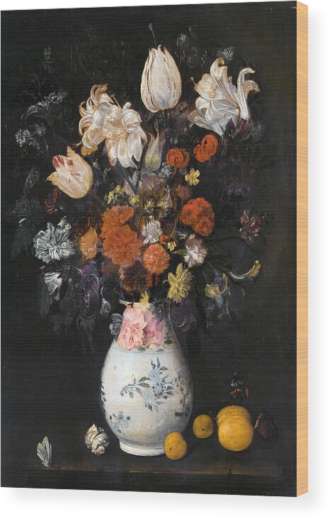 Judith Leyster Wood Print featuring the painting Flowers Vase by Judith Leyster