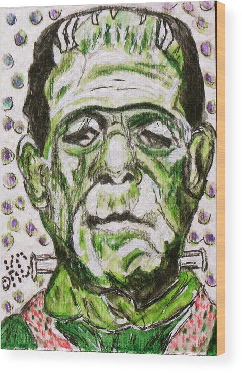 Frankenstein Wood Print featuring the painting Frankenstein by Kathy Marrs Chandler