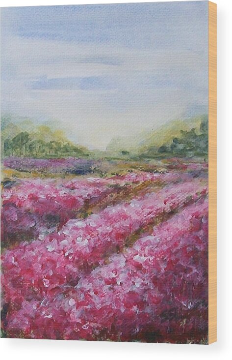 Landscape Wood Print featuring the painting Full Bloom by Jane See