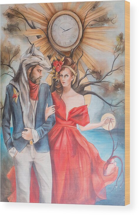 Time Wood Print featuring the painting Gentleman in Wolf's Clothing by Jacqueline Hudson