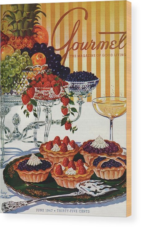 Food Wood Print featuring the photograph Gourmet Cover Of Fruit Tarts by Henry Stahlhut