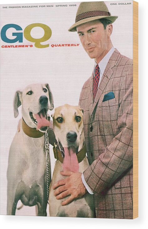 Fashion Wood Print featuring the photograph Gq Cover Featuring A Male Model With Dogs by Emme Gene Hall