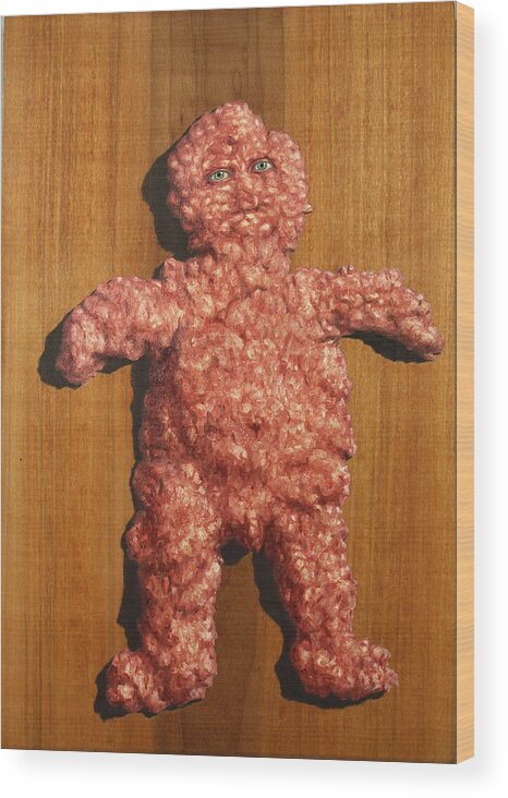 Ground Meat Wood Print featuring the painting Ground Me by James W Johnson