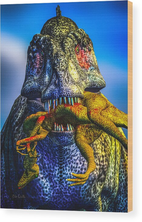 Tyrannosaurus Rex Wood Print featuring the digital art Guilty Pleasure by Bob Orsillo
